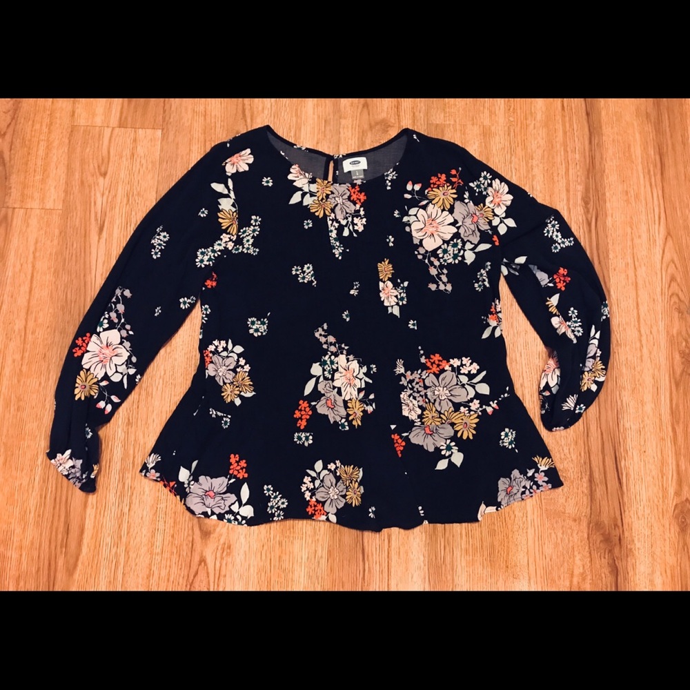 Navy floral blouse